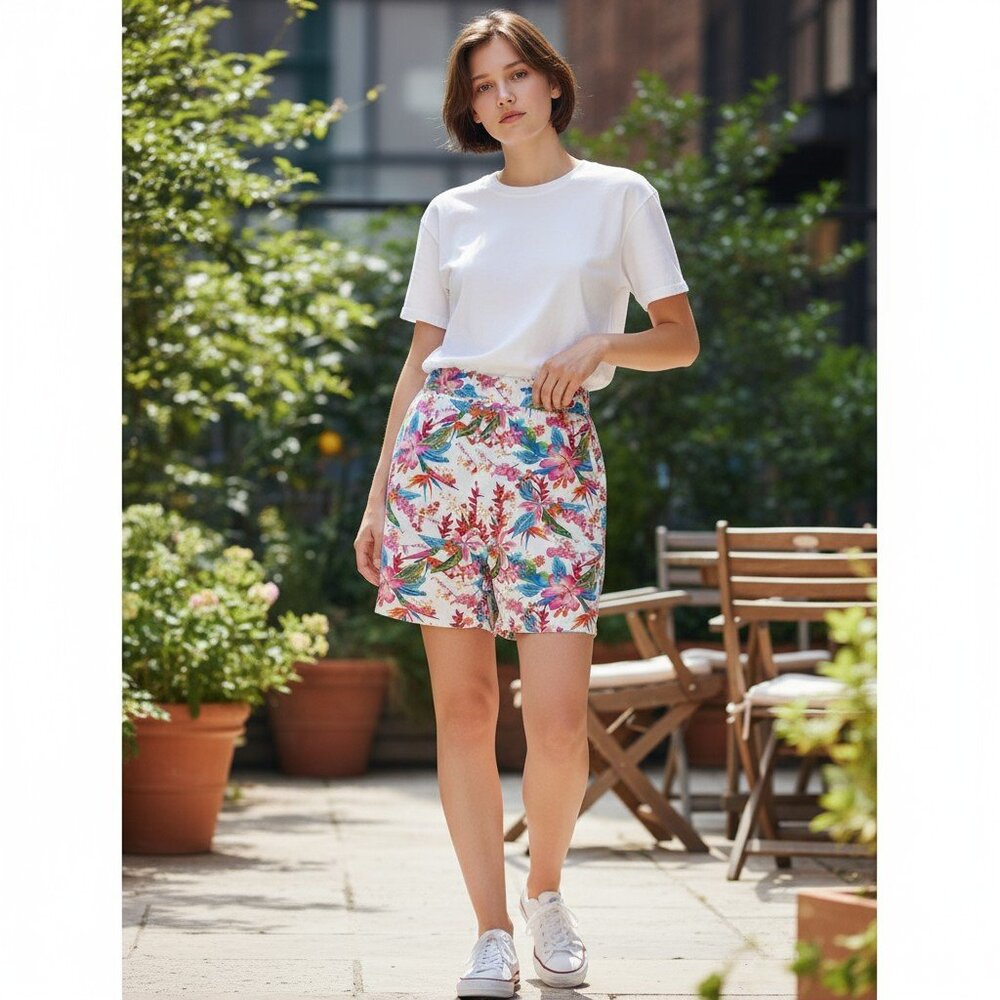 Floral Knit  Pull On  Shorts SIze 12